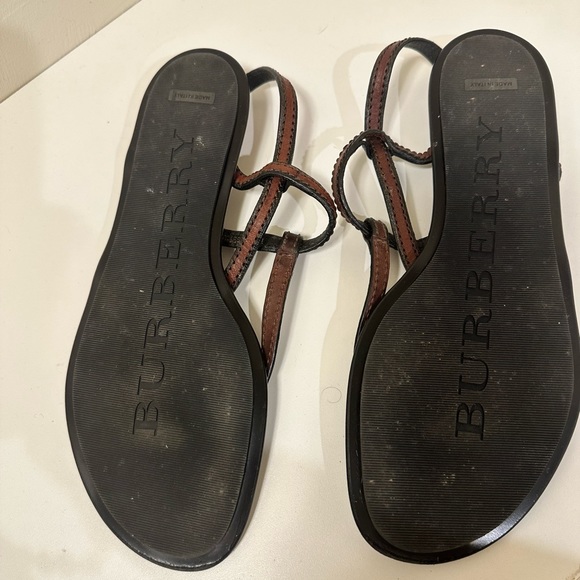 BURBERRY fabric lined leather sandals - Picture 3 of 3